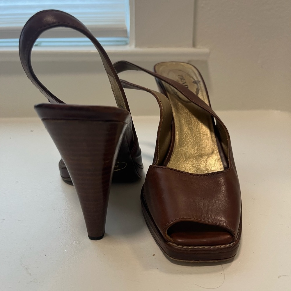 Prada Brown Leather Heels